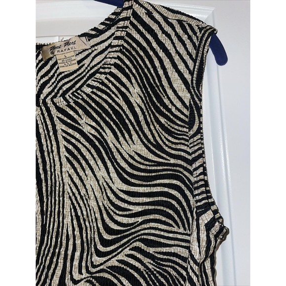 Vintage Pleat Pleat by Rafael Women's Zig Zag Tank Top Large ripple smock - Picture 3 of 4